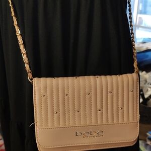 Bebe Nude Crossbody Bag with Gold Chain